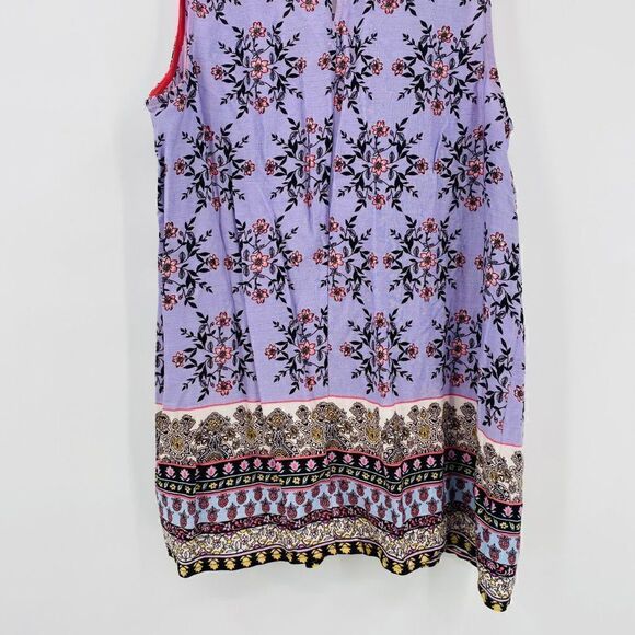 Hem & Thread Size Small Purple Boho Floral Pleated Sleeveless Blouse Top - Picture 9 of 9